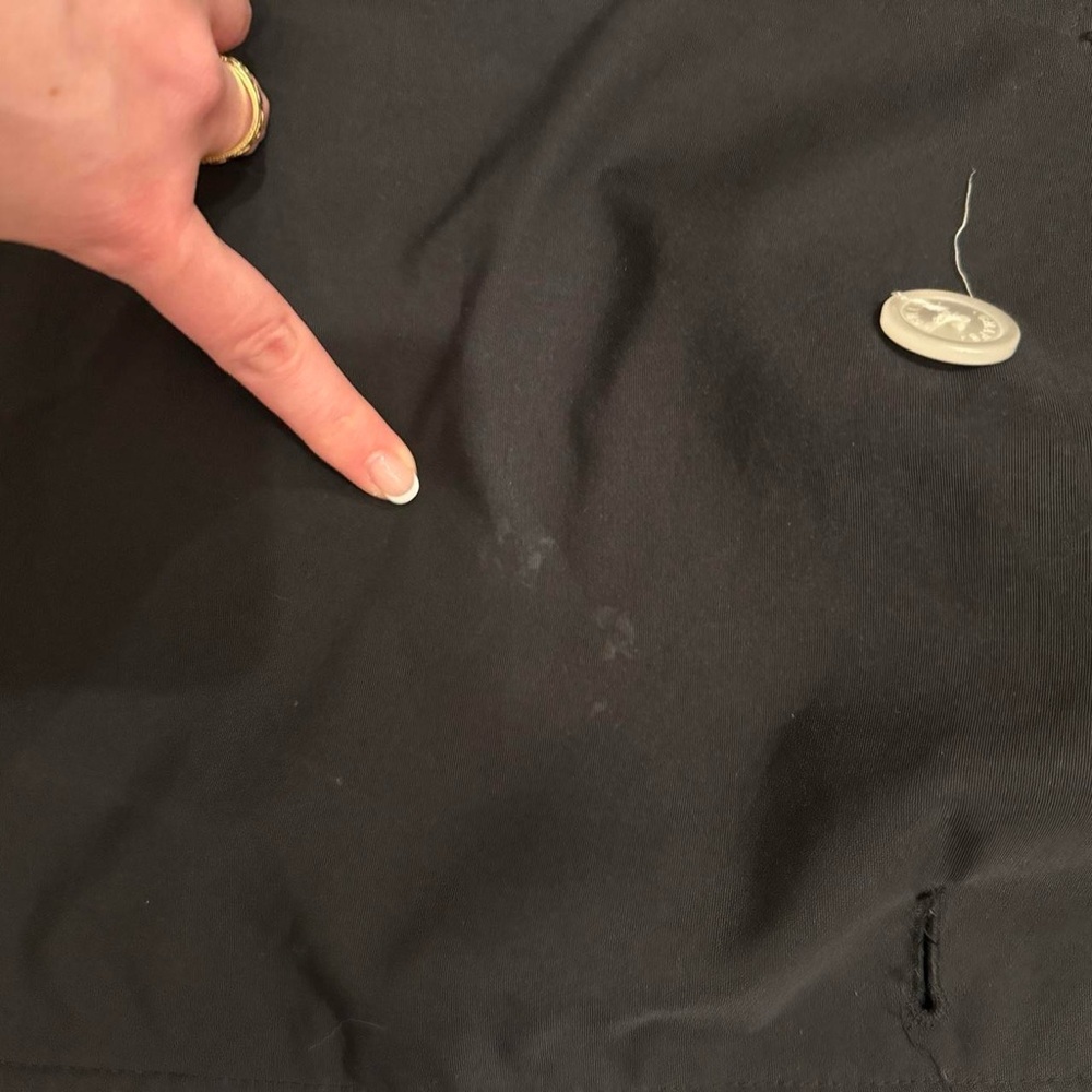 Chaps Black Trench Coat with White Trim - Picture 6 of 7